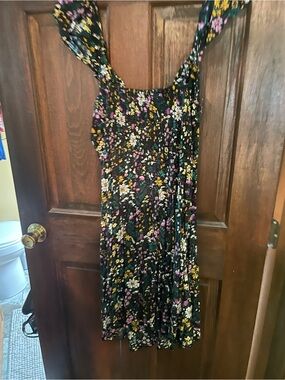 Old Navy Black Midi Dress with Pink, Yellow & White Floral Print